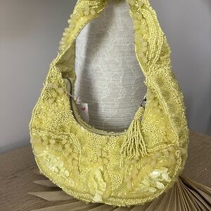 YELLOW MINI VIRAL BEADED BAG, NWT